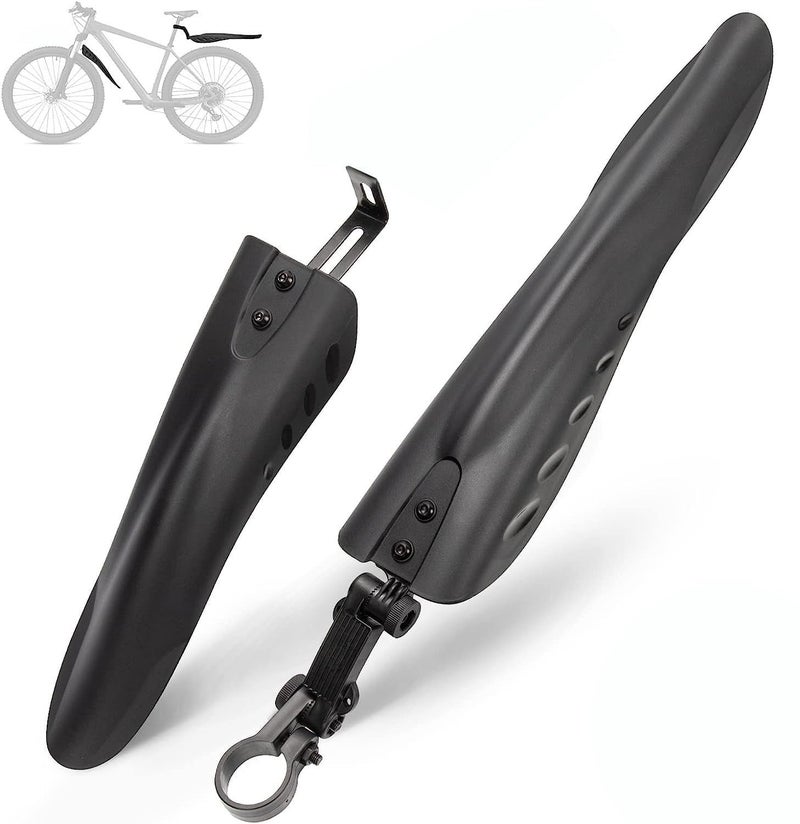 Fat Cat Adjustable Road Mountain Bike Bicycle Cycling Tire Front/Rear Mud Guards Mudguard Fenders Set (Black-2) - Image 1